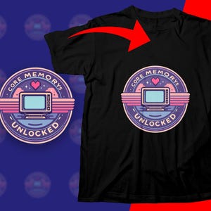 Core Memory Unlocked T-shirtdesign: 90-tals Pixel Heart (digital nedladdning)