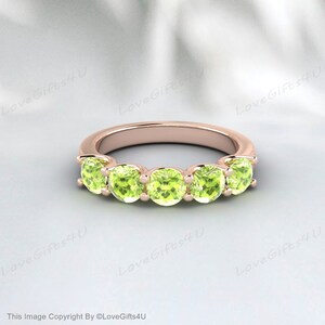 Green Peridot Wedding Band,Peridot Half Eternity Band,Green Gemstone Peridot Engagement Band Ring,Unique Stacking Bridal Ring,Gift For Her