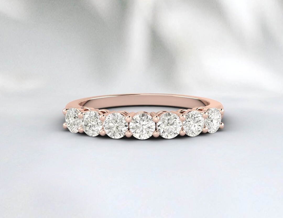 Moissanite Wedding Band: 14K Yellow Gold Filled Half Eternity Ring - Etsy