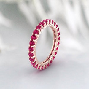 Art Deco Red Ruby Eternity Band - July Birthstone Ring, Anniversary Gift, Antique Style, Engagement Band, Friend&#39;s Birthday Gift