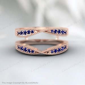 Blue Sapphire Ring Enhancer: Yellow Gold Wedding Wrap, September Birthstone