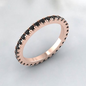 2mm Black Onyx Engagement Ring, Black onyx Eternity Band, Stacking Onyx Ring, 925 Silver Natural Black Onyx Band, Wedding Band Christmas day