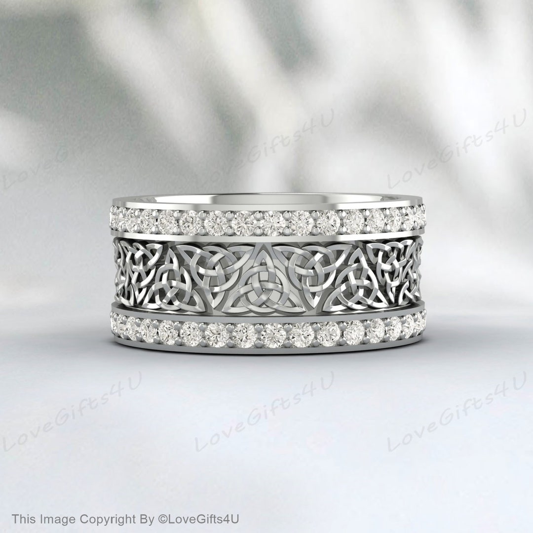 Celtic Ring Mens Wedding Band Irish Ring 8mm Celtic Wedding Band