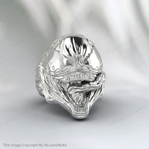 Venom Ring: 3D Printed Sterling Silver Superhero Jewelry