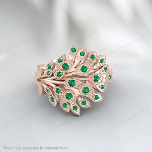 Handmade Women Ring, Emerald Women Ring, Turkish Handmade Ring, Ladies Ring, Peacock Ring, Ladies Ring, 925k Sterling Silver May Birthstone
