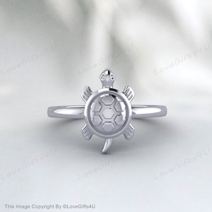 Handmade 925 Silver Tortoise Ring - Cute Animal Ring, Original Gold Turtle Ring, Good Luck Ocean Ring,  Elegant Sea Turtle Ring, Classy Gift