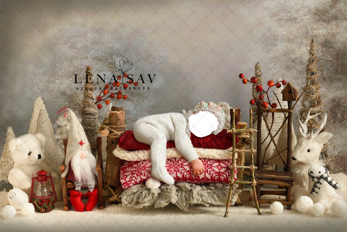 CHRISTMAS Newborn Digital Backdrop Digital Background 289 - Etsy