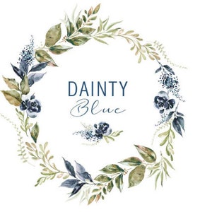 Watercolor wreath, Dainty Blue, watercolor roses & branches wreath, small set, digital wreath, clipart, wedding design, decoration