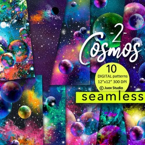 10 seamless only JPG Cosmos backgrounds paper pack, galaxies textures, digital paper, digital backgrounds, instant download