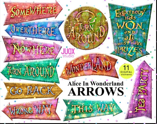 Printable Alice in Wonderland Arrow Sign Posts, Onederland Arrows ...