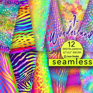12 SEAMLESS only JPG Wonderland digital paper pack, multi colored textures, digital paper, backgrounds, instant download