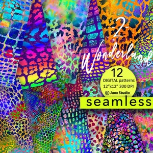 12 SEAMLESS only JPG Wonderland digital paper pack, multi colored textures, digital paper, backgrounds, instant download
