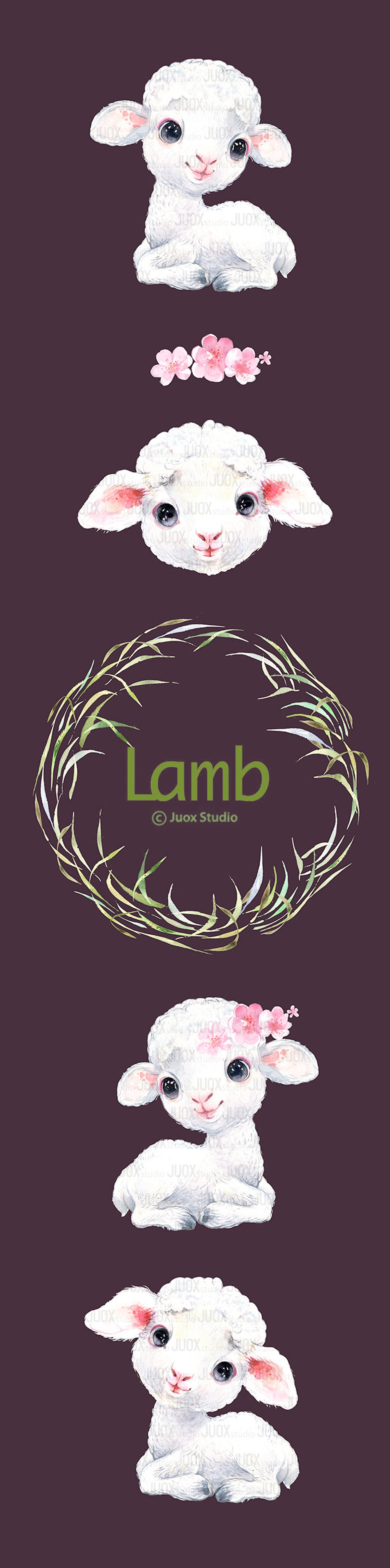 Lamb Watercolor Clipart Farm Animals Woolly Lamb for - Etsy