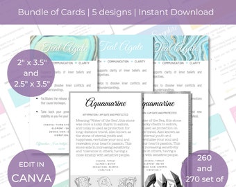 Crystal Meaning Cards: Printable Guide, Color and B/W (Digital Download) CMC009