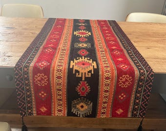 Turkish Kilim Pattern Table Runner 17x55 inches