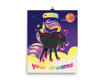 Chase Your Dreams - 8x10" Sleipnir Unicorn 90s Style Art Print