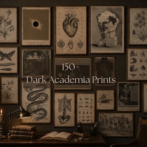 Dark Academia Printable Wall Art Bundle | 100+ Vintage Gothic Prints | Moody Vintage Collage Kit | Victorian Gallery Wall | Digital Download
