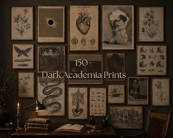 Dark Academia Printable Wall Art Bundle | 100+ Vintage Gothic Prints | Moody Vintage Collage Kit | Victorian Gallery Wall | Digital Download
