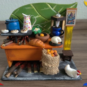 Colombia wood decor- Handmade Miniature Colombian Kitchen - FREE GIFT - Unique styles