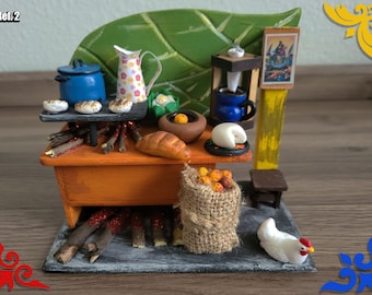 Colombia wood decor- Handmade Miniature Colombian Kitchen - FREE GIFT - Unique styles