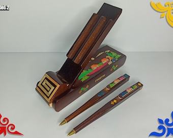 Colombia wood - Colombian art craft double pens with case - Luxurious wood pen