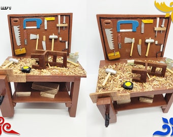 Handmade Miniature Colombian Carpentry Shop: Woodworking Decor