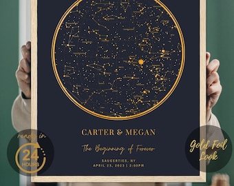 Personalized Star Map Poster, Date and Location Astronomy, Unique Sky Map Print, Custom Star Chart, Custom Celestial Map