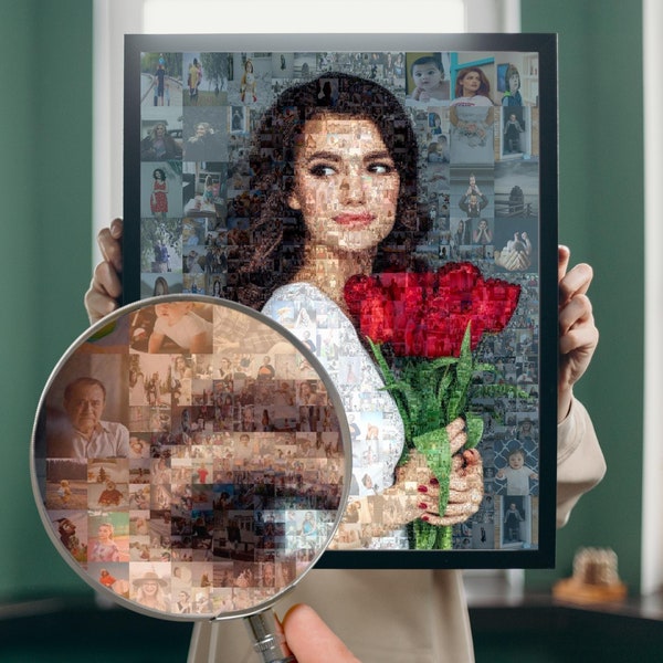 Benutzerdefinierte Foto Mosaik, einzigartige Foto Collage für Paare, Jahrestag Mosaik Kunst Geschenk, Foto Fliesen Hochzeitsgeschenk, einzigartiges Valentinstag Geschenk