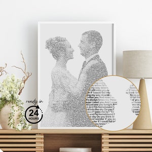 Personalized Song Lyrics with Photo, Photo Text Portrait, Custom Wedding Vow Print, Engagement Gift
