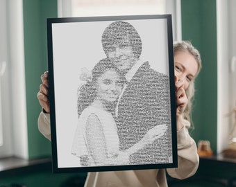 Il nostro ritratto di testo della canzone da foto, ritratto di testo personalizzato, ritratto fotografico con qualsiasi testo, ritratto tipografico, stampabile di arte di parole personalizzata