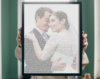 Aangepaste ingelijste tekstteksten portret, bruiloft gelofte kunst digitaal of ingelijst, foto gemaakt van songteksten of een aangepaste tekst, ingelijste tekst portret cadeau