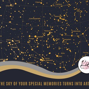 Custom Star Map Print Night You Were Born Gold Foil Look the - Etsy