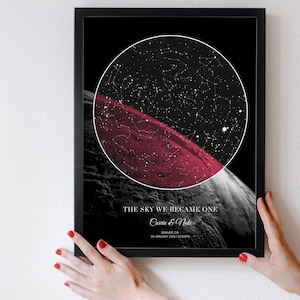 Stelle la notte che ci siamo incontrati, arte stampabile del cielo notturno, grafico della costellazione del cielo che abbiamo incontrato, regalo di nozze personalizzato, regalo di fidanzamento