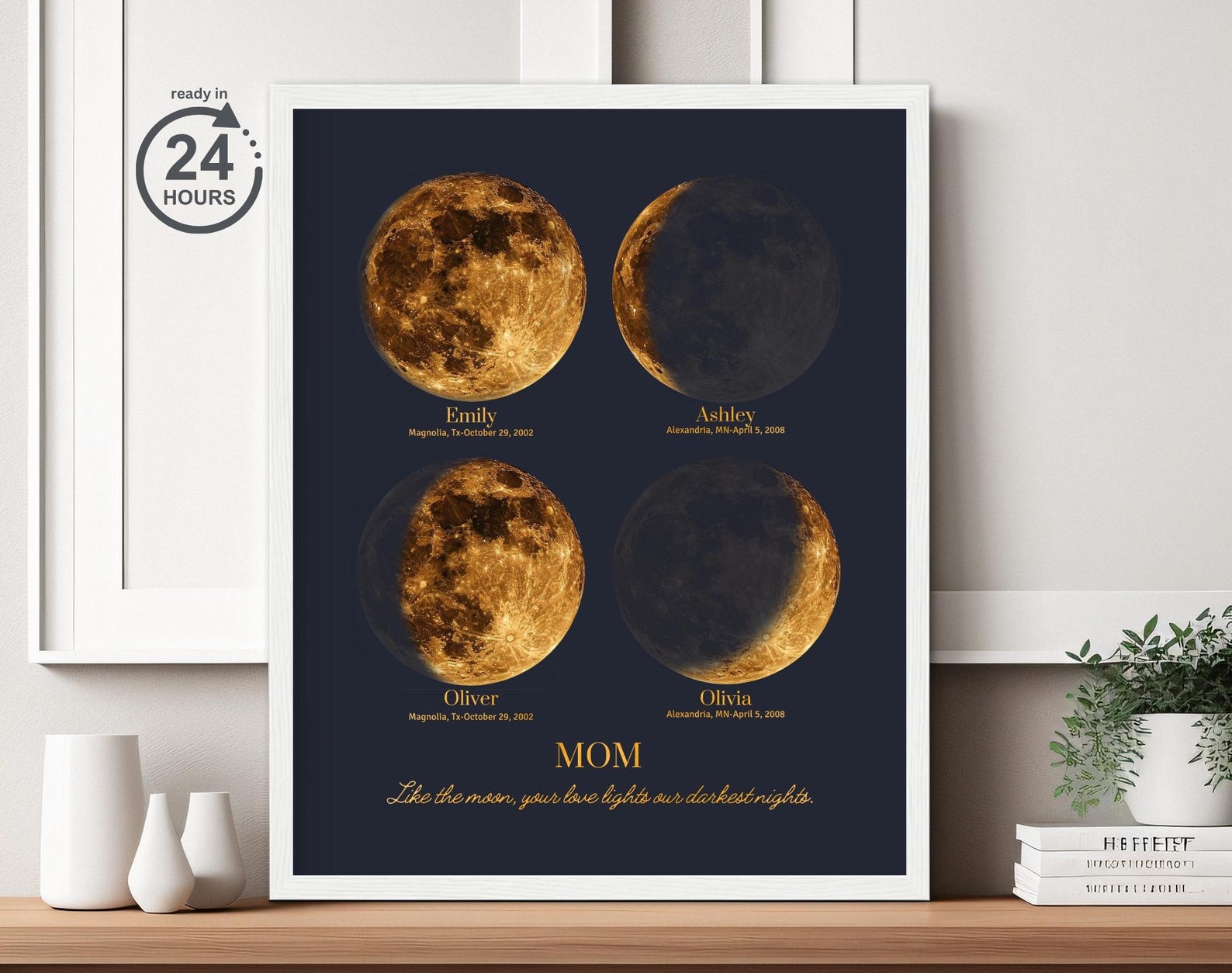 Custom Moon Phase, Moon Phase Gift From Children, Personalized Lunar ...