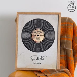 Aangepaste songteksten muurkunst, vinylplaat songteksten afdrukken, huwelijkslied cadeau, print eerste dans afbeelding 5