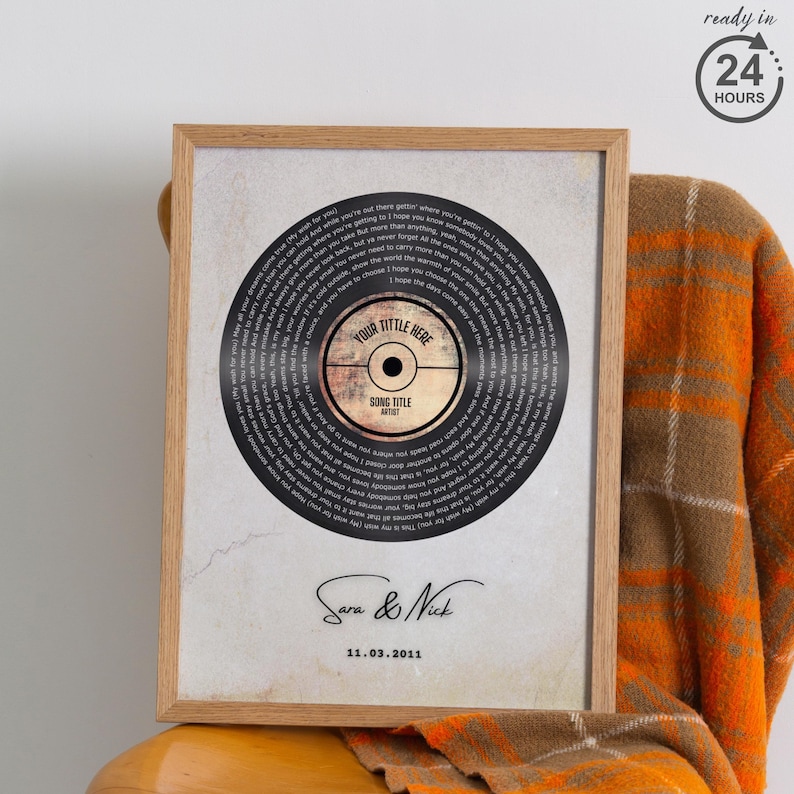 Aangepaste songteksten muurkunst, vinylplaat songteksten afdrukken, huwelijkslied cadeau, print eerste dans afbeelding 5