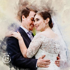 Aangepaste stellen aquarel portret, schilderij van foto, verjaardag fotocadeau, huwelijkscadeau, cadeau voor haar hem, echtgenoot aanwezig idee