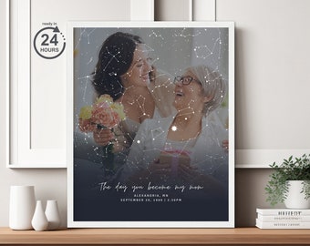 Custom Sky Mom Art Print, Night Sky Constellation Map, Personalized Star Map Framed Canvas