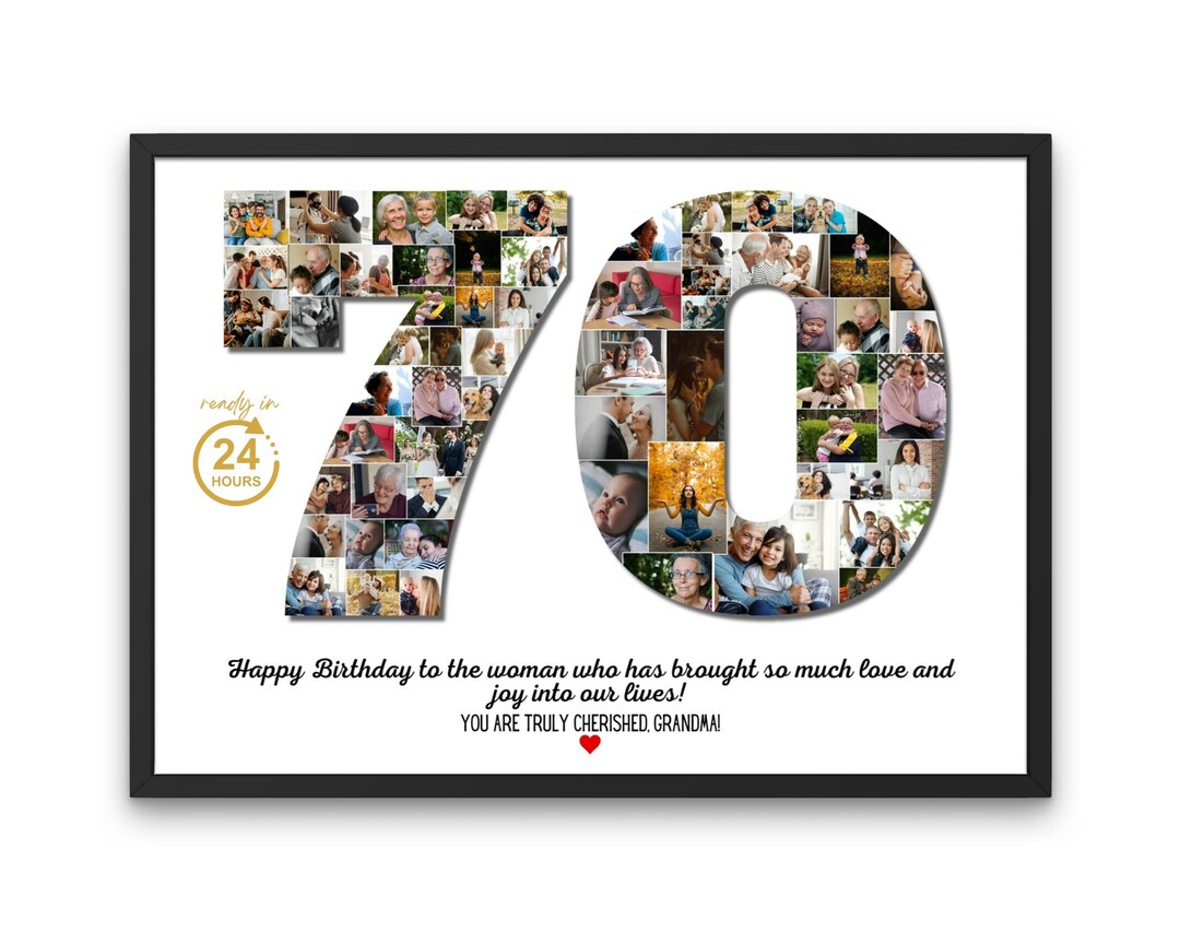 Number Photo Collage Birthday Gift for Mom Dad Grandma Etsy