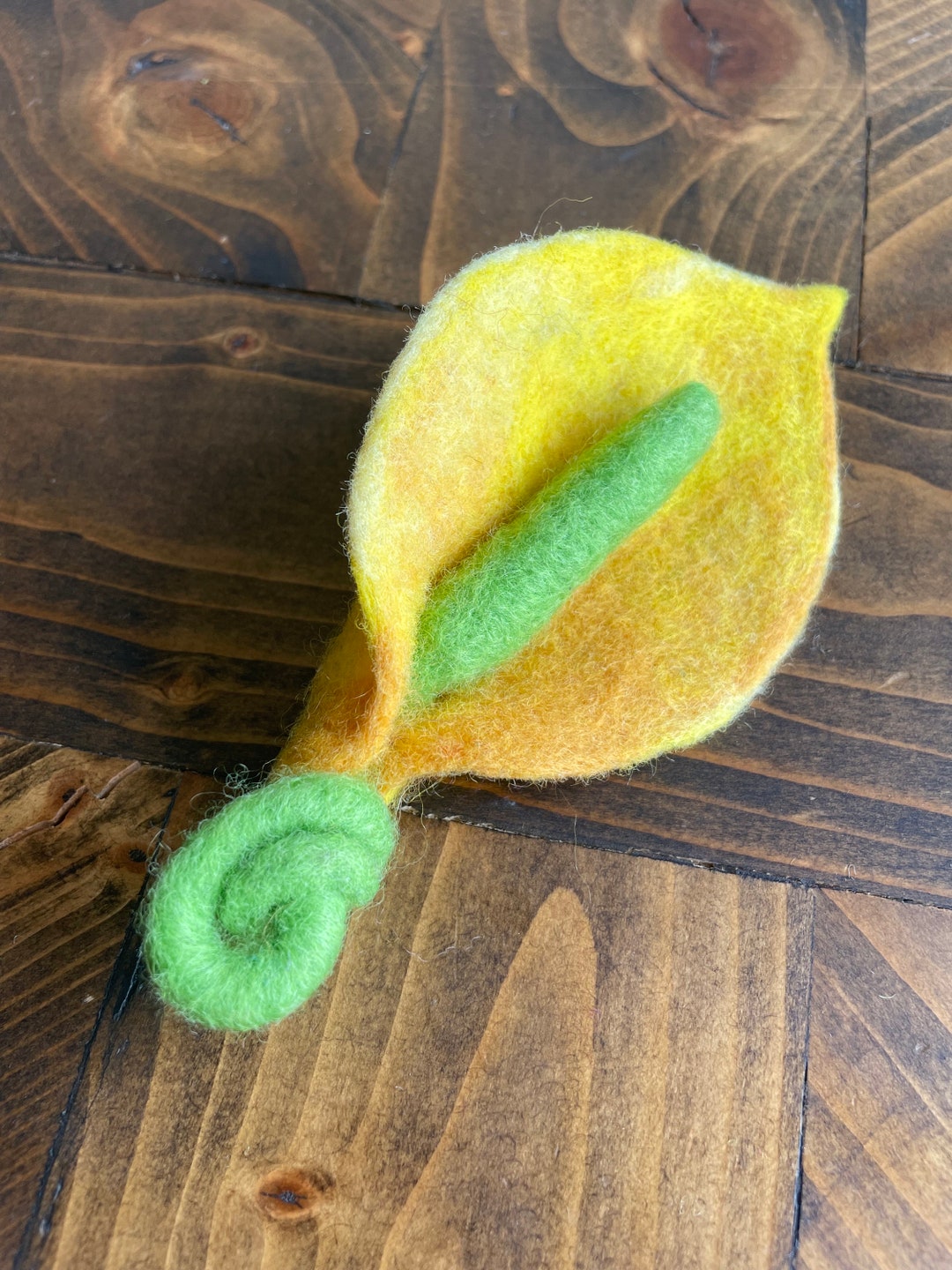 Skunk Cabbage Blossom Needle Felted Brooch Ready to Ship 100% Wool