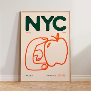 New York Print, NYC Reiseplakat, Wohnzimmer Wand Kunst Drucke, Handgezeichnet Doodle Wand Dekor, der Big Apple Druck, ästhetisches New York Druck