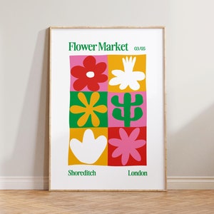 Botanical Wall Art, Flower Market Print, Aesthetic Floral Wall Art, Flower Market London Shoreditch Poster, Botanical Prints, Living Room