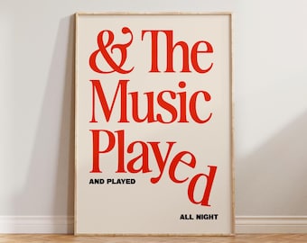 Retro Music Wall Art Print, Mid Century Modern Wall Art, The Music Played Print, Music Poster, Record Player Print, Retro Living Room Print