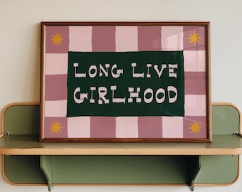 Nursery Wall Art Print, Girls Room Print, Nursery Decor, Long Live Girlhood Horizontal Poster, Kids Room Prints, Landscape Nursery Art