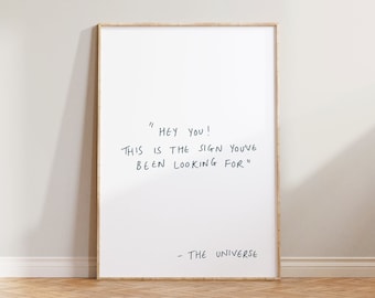 Arte de pared para sala de estar, impresión dibujada a mano, arte de pared escrito a mano, póster con cita tipográfica, impresión This Is The Sign, decoración de pared minimalista