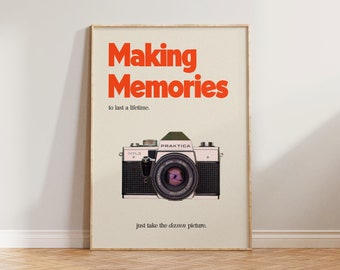 Retro Print, Making Memories Print, Retro Wall Print, Camera Print, Retro Poster, Vintage Camera Print, 80s Print, Retro Wall Art, Cool Art