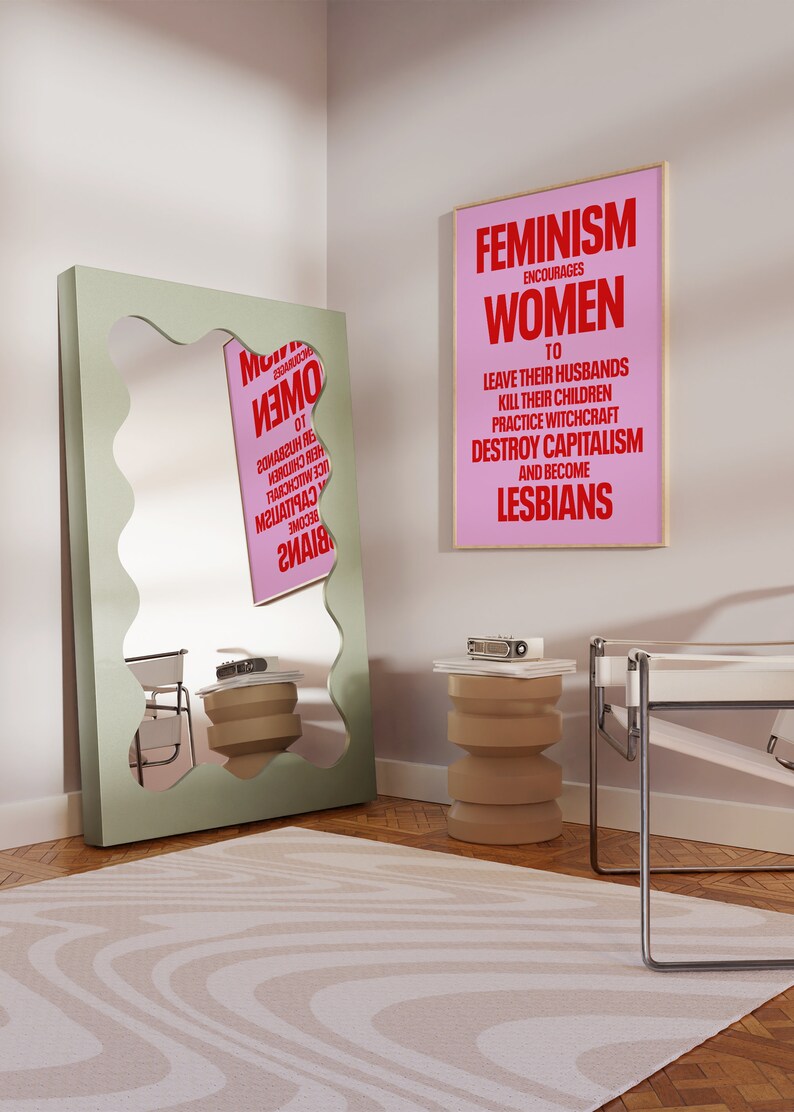 Feminist Print, Feminism Art Print, Female Empowerment Print, Retro Feminist Poster, Feminism Encourages, Feminist Poster Pink, Gift For Her 画像 4