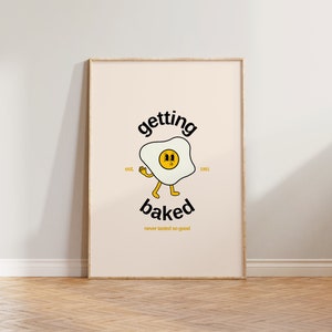 Retro Print, Retro Art Print, Getting Baked Print, Cartoon Retro Print, Cool Wall Art, Vintage Art Print, 90s Print Poster, Retro Wall Art