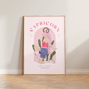 Capricorn Print, Capricorn Art Print, Horoscope Zodiac Print, Zodiac Gift, Astrology Print, Star Sign, Capricorn Poster, Zodiac Gift For Her
