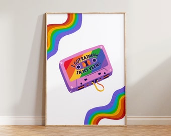PRIDE Print, I Got Rainbow In My Veins Print, LGBTQ+ Print, Pride Rainbow Poster, Gay Pride Wall Art, Cute LGBTQ+ Wall Decor, Love Is Love